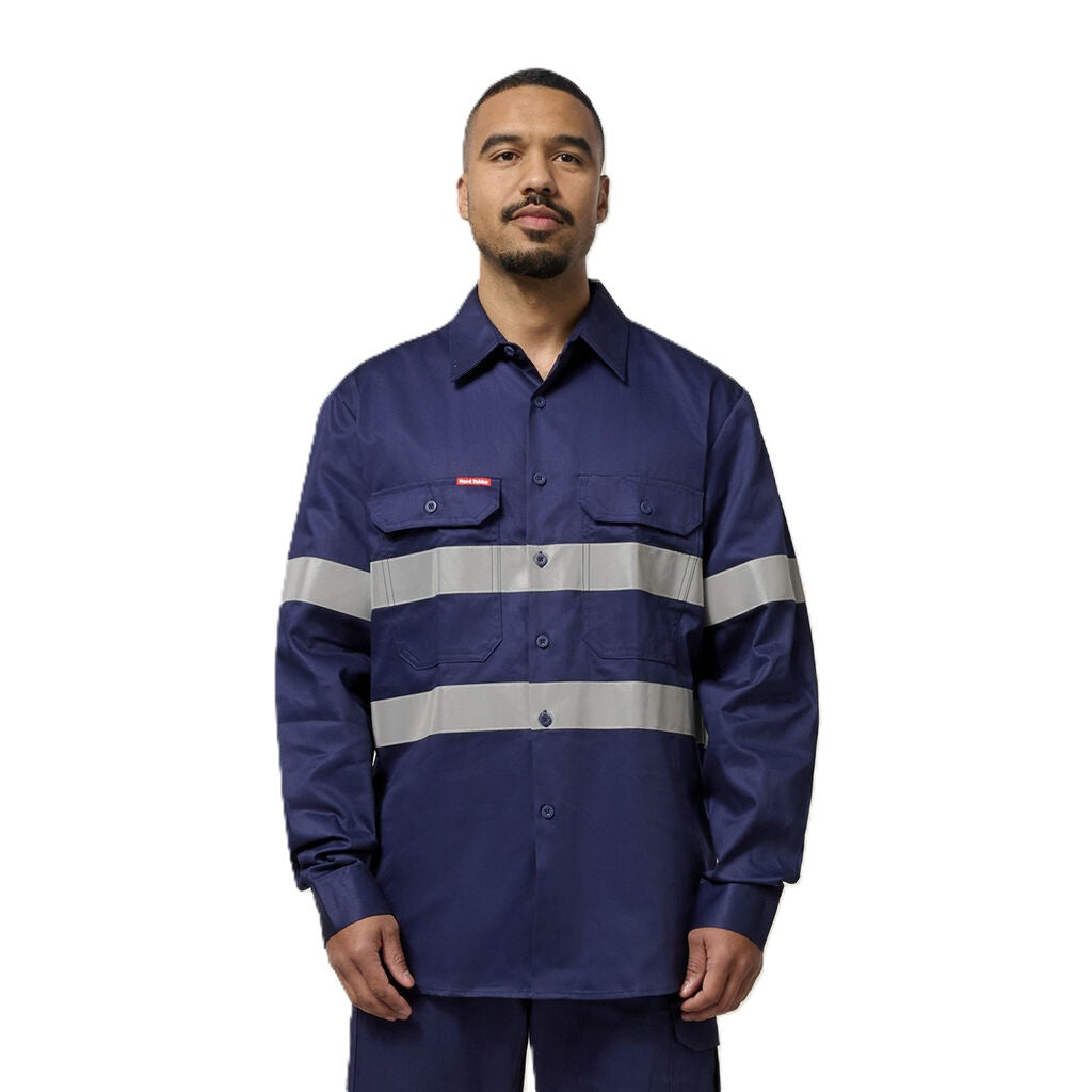 Hard Yakka Hi-Vis Cotton Drill Long Sleeve Taped Shirt (Y07227