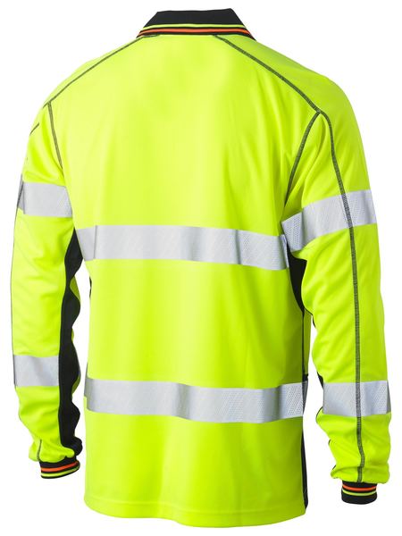 Bisley Taped Two Tone Hi Vis Polyester Mesh Long Sleeve Polo Shirt (BK6219T)