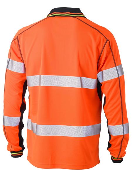 Bisley Taped Two Tone Hi Vis Polyester Mesh Long Sleeve Polo Shirt (BK6219T)