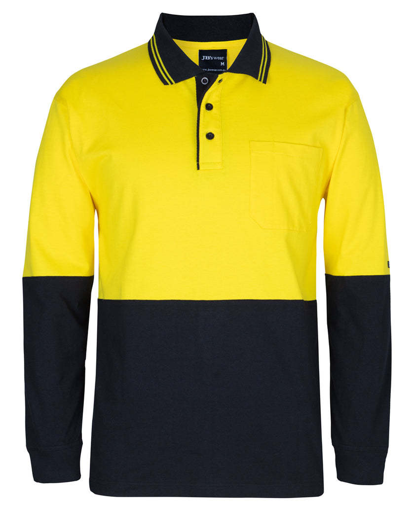 Jb's Hi Vis Long Sleeve Cotton Polo - Adults (6CPHL)