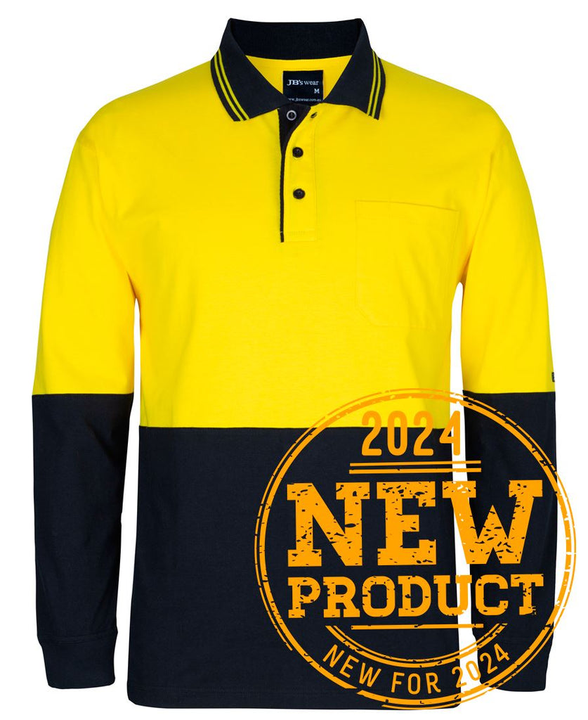 Jb's Hi Vis Long Sleeve Cotton Polo - Adults (6CPHL)