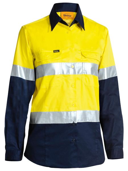 Bisley Women's Taped Hi Vis Cool Lightweight Drill Shirt (BL6696T)