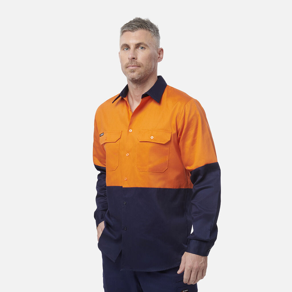 King Gee Originals Hi-Vis Long Sleeve Drill Work Shirt ( K54015 )