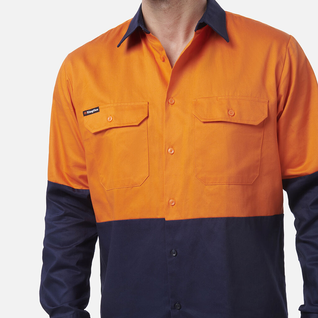 King Gee Originals Hi-Vis Long Sleeve Drill Work Shirt ( K54015 )