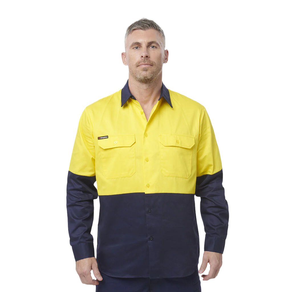 King Gee Originals Hi-Vis Long Sleeve Drill Work Shirt ( K54015 )