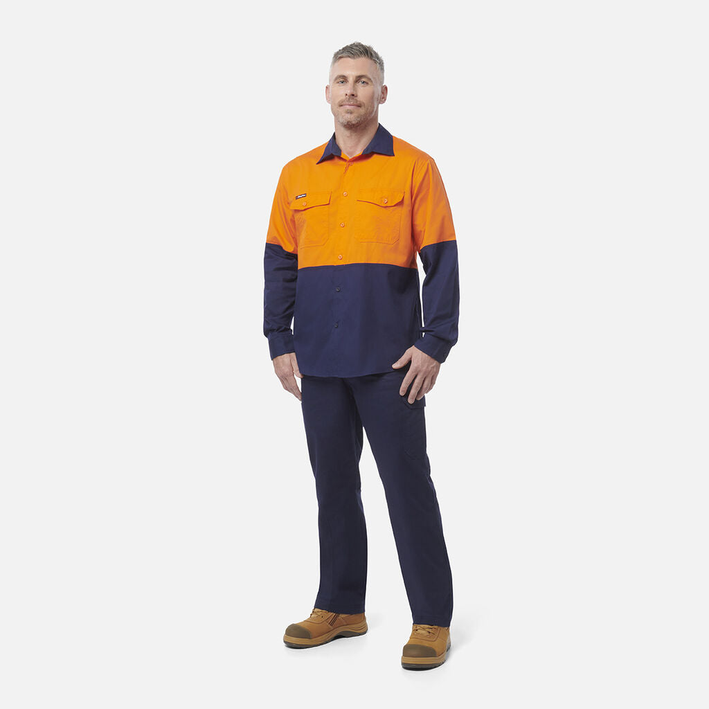 King Gee Workcool 2 Hi-Vis Two Tone Long Sleeve Drill Work Shirt (K54870)