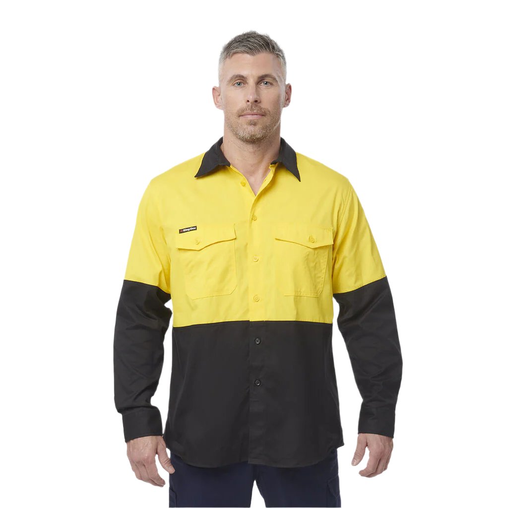 King Gee Workcool 2 Hi-Vis Two Tone Long Sleeve Drill Work Shirt (K54870)