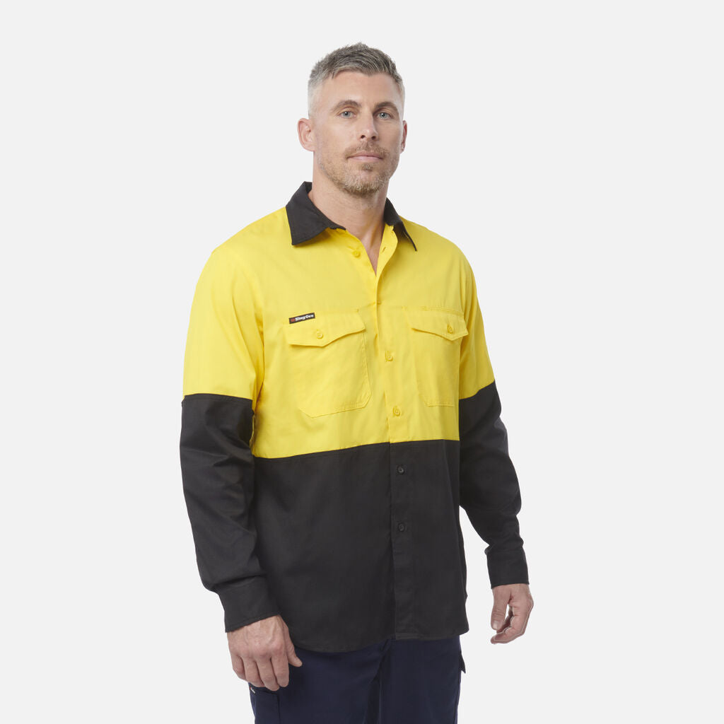 King Gee Workcool 2 Hi-Vis Two Tone Long Sleeve Drill Work Shirt (K54870)