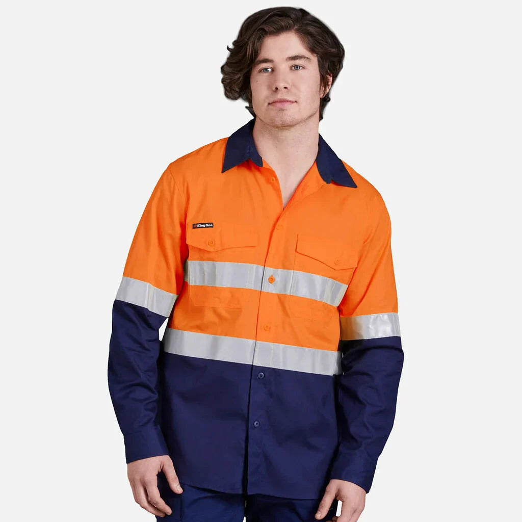 King Gee Workcool 2 Hi-Vis Reflective Two Tone Long Sleeve King Gee Workcool 2 Hi-Vis Reflective Two Tone Long Sleeve