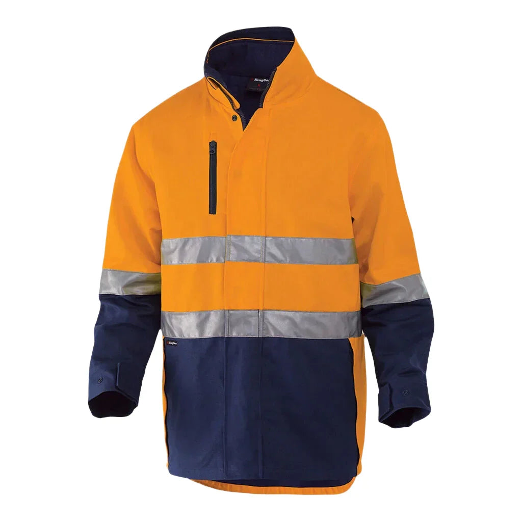 King Gee Originals 3 in 1 Hi Vis Cotton Drill Reflective Work Jacket Workwear Direct