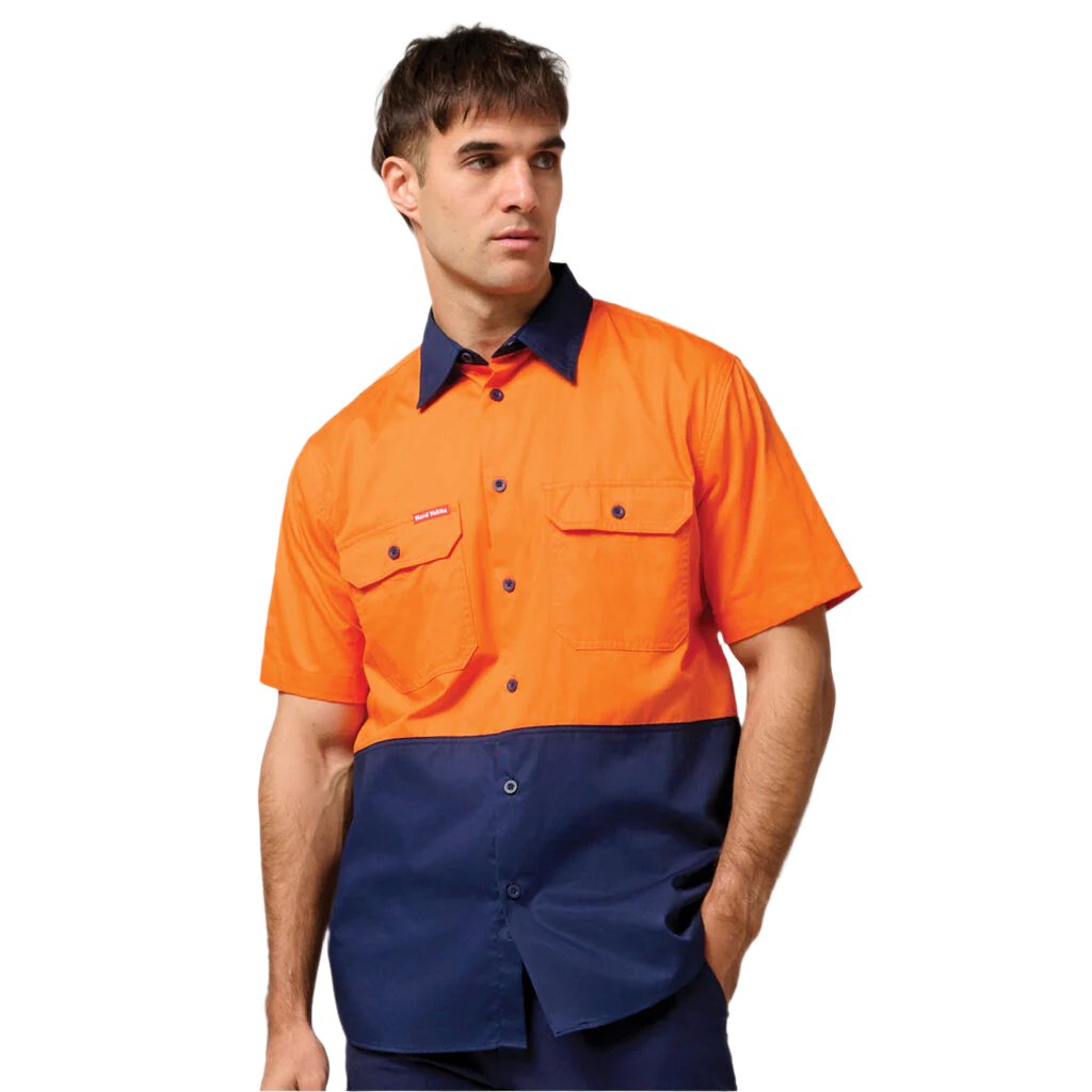 Hard Yakka Core Hi-Vis Light Weight Vented Short Sleeve Cotton