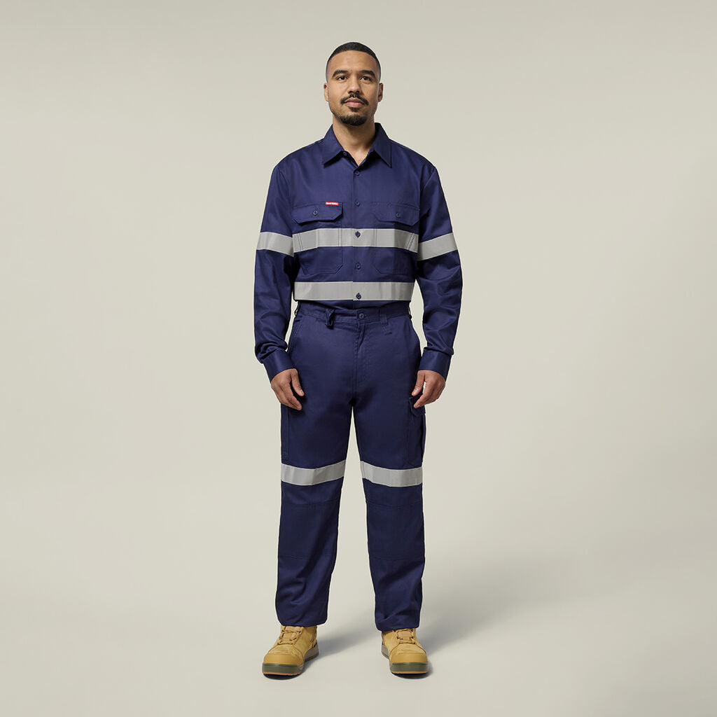 Hard Yakka Hi-Vis Cotton Drill Long Sleeve Taped Shirt (Y07227