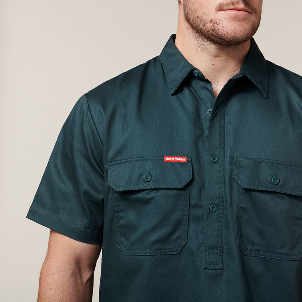 Hard Yakka Short Sleeve Closed Front Cotton Drill Work Shirt (Y07540)
