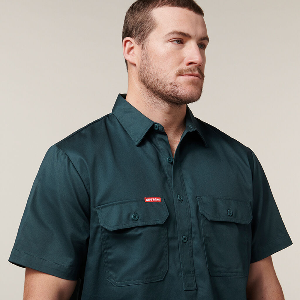Hard Yakka Short Sleeve Closed Front Cotton Drill Work Shirt (Y07540)
