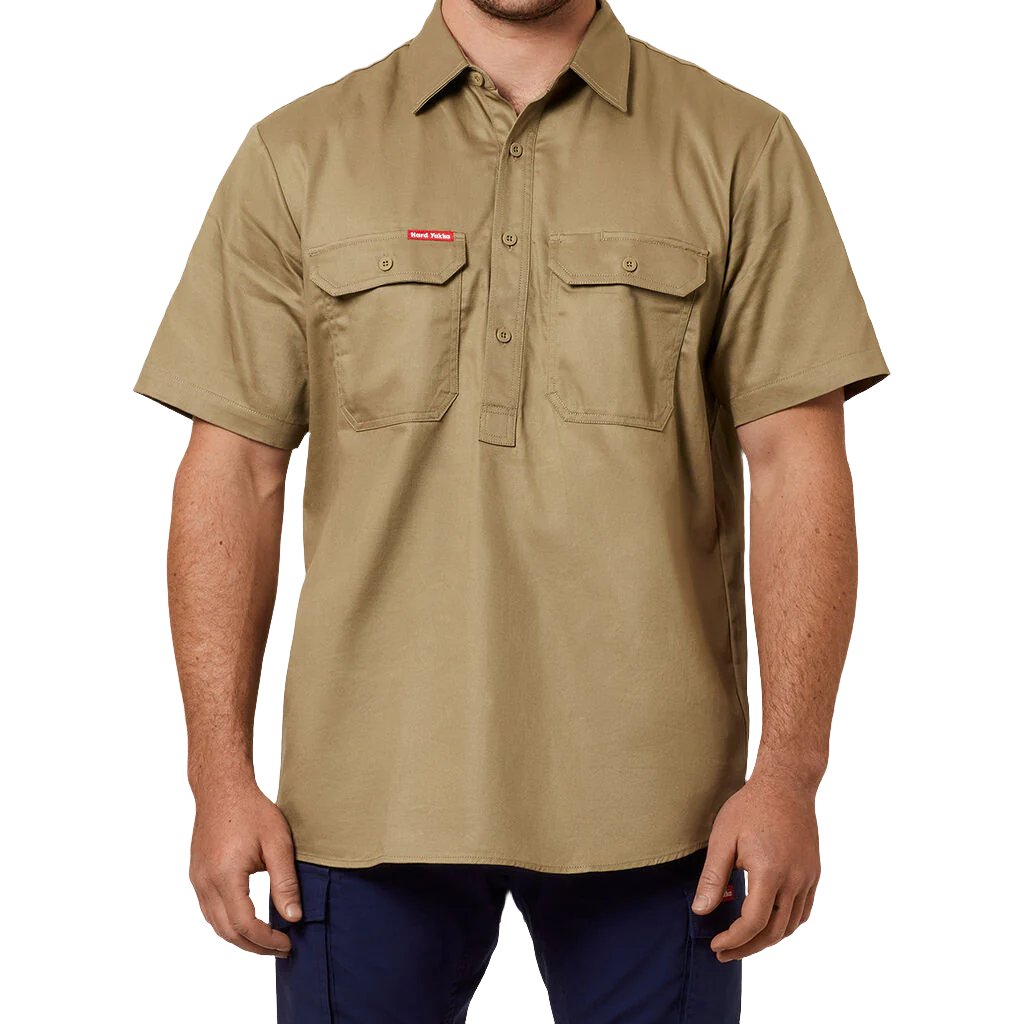 Hard Yakka Short Sleeve Closed Front Cotton Drill Work Shirt (Y07540)