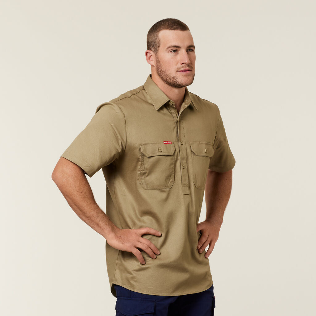 Hard Yakka Short Sleeve Closed Front Cotton Drill Work Shirt (Y07540)
