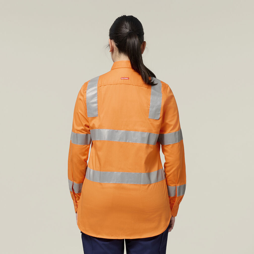 Hard Yakka Women’s Foundations Biomotion Hi-vis Taped Long Sleeve Shirt (Y08421)