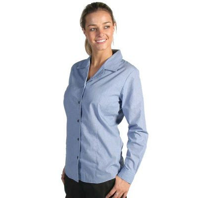 DNC Ladies Revere Collar Mini L/S Houndstooth Business Shirt (4256)