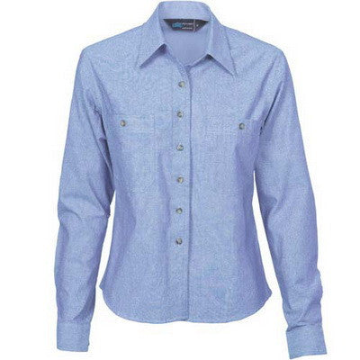 DNC Ladies Cotton Chambray Shirt - Long Sleeve (4106)