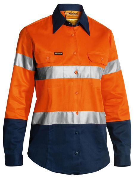 Bisley  Women's Taped Hi Vis Drill Shirt - Long Sleeve-(BLT6456)