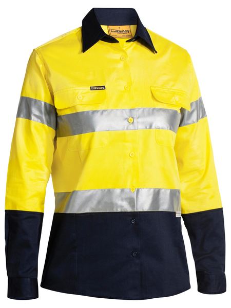 Bisley  Women's Taped Hi Vis Drill Shirt - Long Sleeve-(BLT6456)