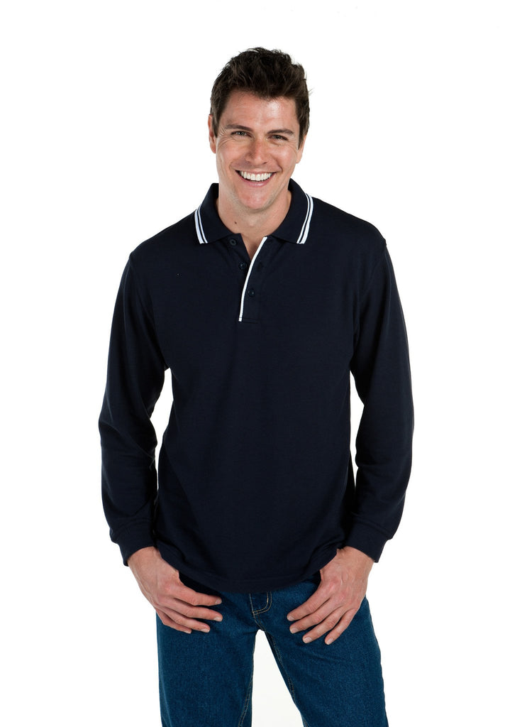 Jb's Long Sleeve Contrast Polo - Adults (210XC)