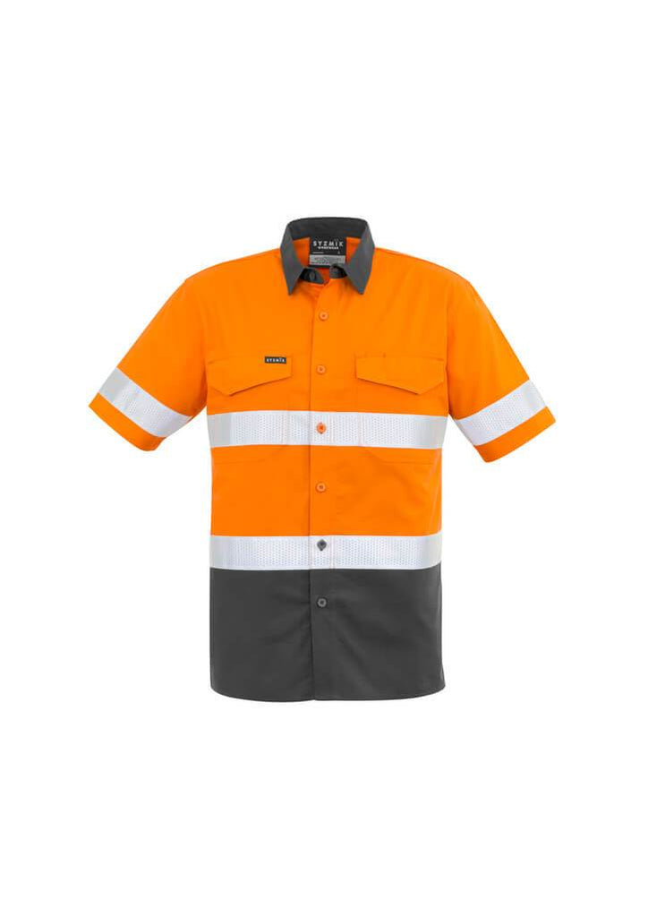 Syzmik Mens Rugged Cooling Taped Hi Vis Spliced S/S Shirt (ZW835)