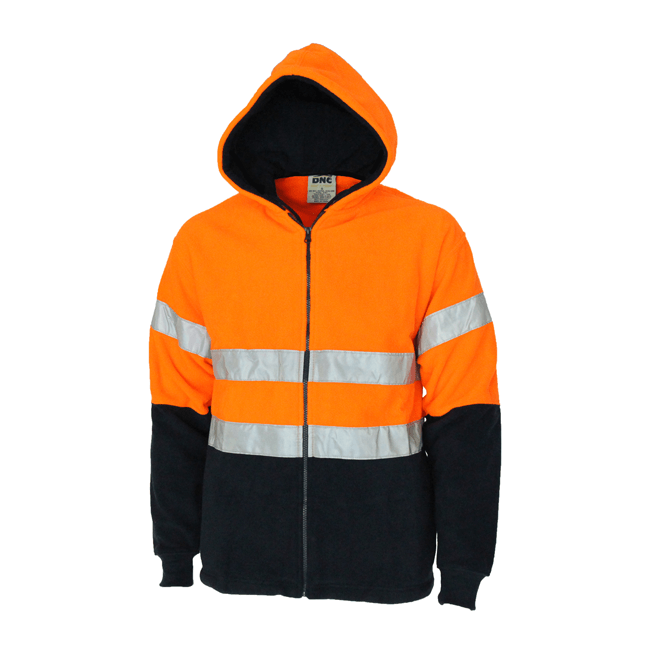 DNC Hivis full zip polar fleece hoodie with CSR R/tape (3926)