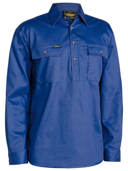 Bisley Closed Front Cotton Drill Shirt - Long Sleeve-(BSC6433)