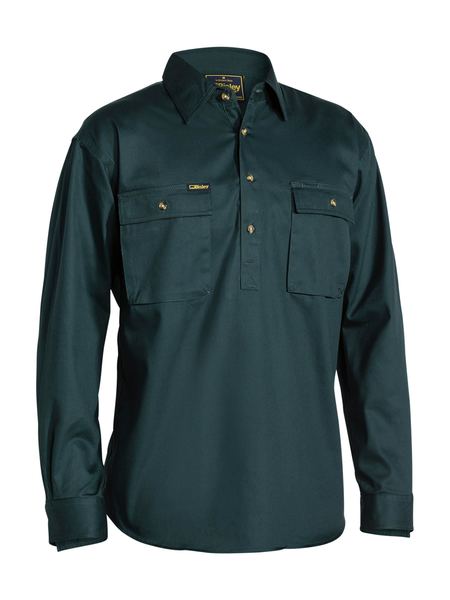 Bisley Closed Front Cotton Drill Shirt - Long Sleeve-(BSC6433)