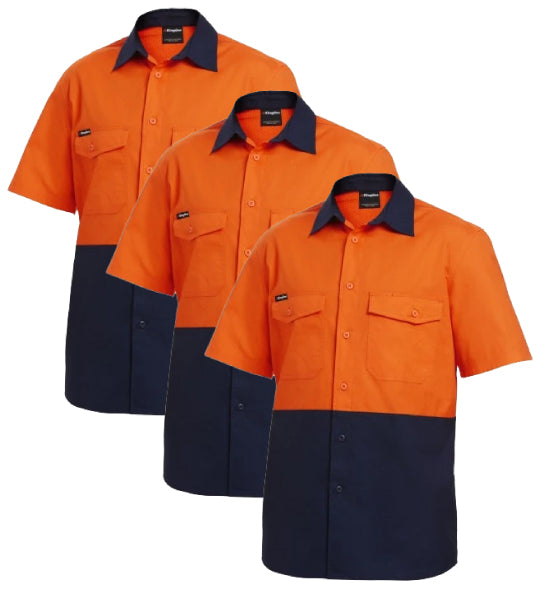 KingGee Workcool 2 Reflective Spliced Shirt S/S K54875-1 (Pack of 3)