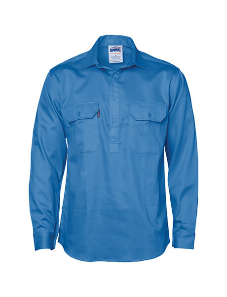 DNC Close Front Cotton Drill Shirt - Long Sleeve (3204)