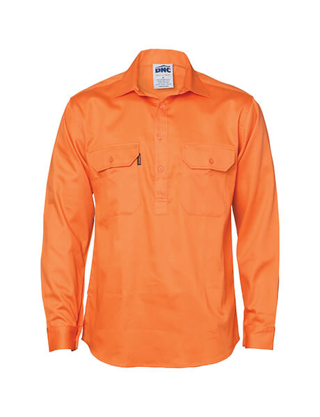 DNC Close Front Cotton Drill Shirt - Long Sleeve (3204)