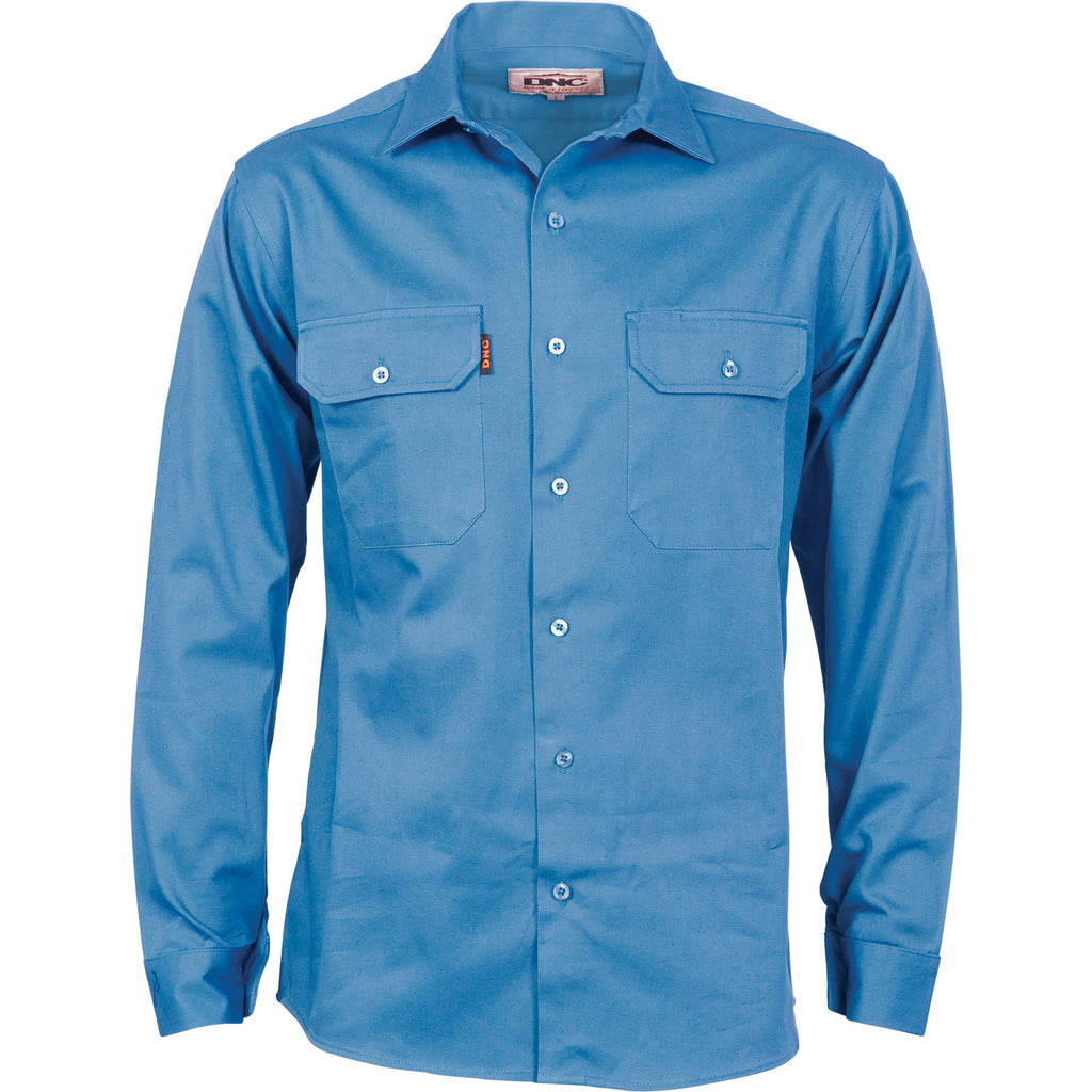 DNC Cotton Drill L/S Work Shirt with Gusset Sleeve (3209)