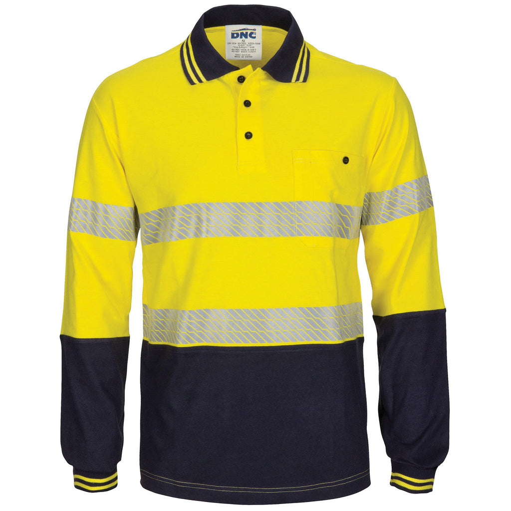 DNC Hivis Segment Tape Cotton Jersey Polo - Long Sleeve (3516)