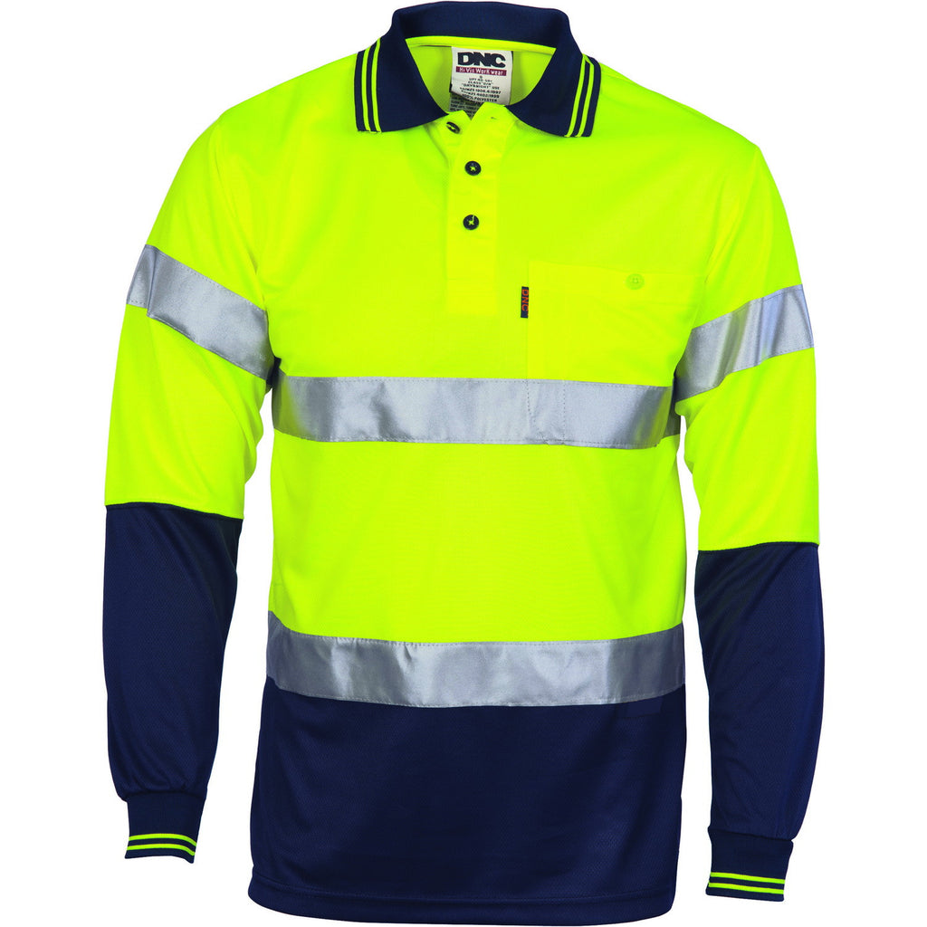 DNC HiVis D/N Cool Breathe Polo Shirt With CSR R/Tape - Long Sleeve (3716)