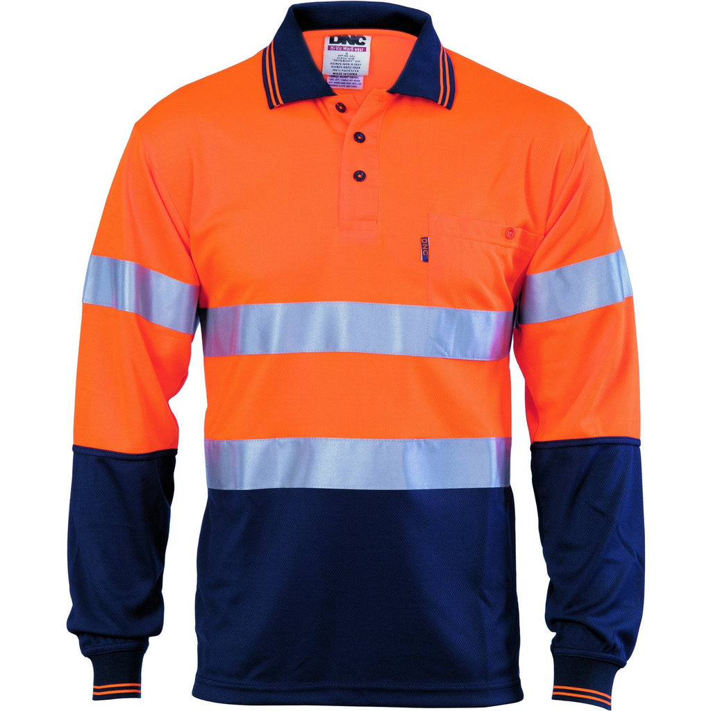 DNC HiVis D/N Cool Breathe Polo Shirt With CSR R/Tape - Long Sleeve (3716)