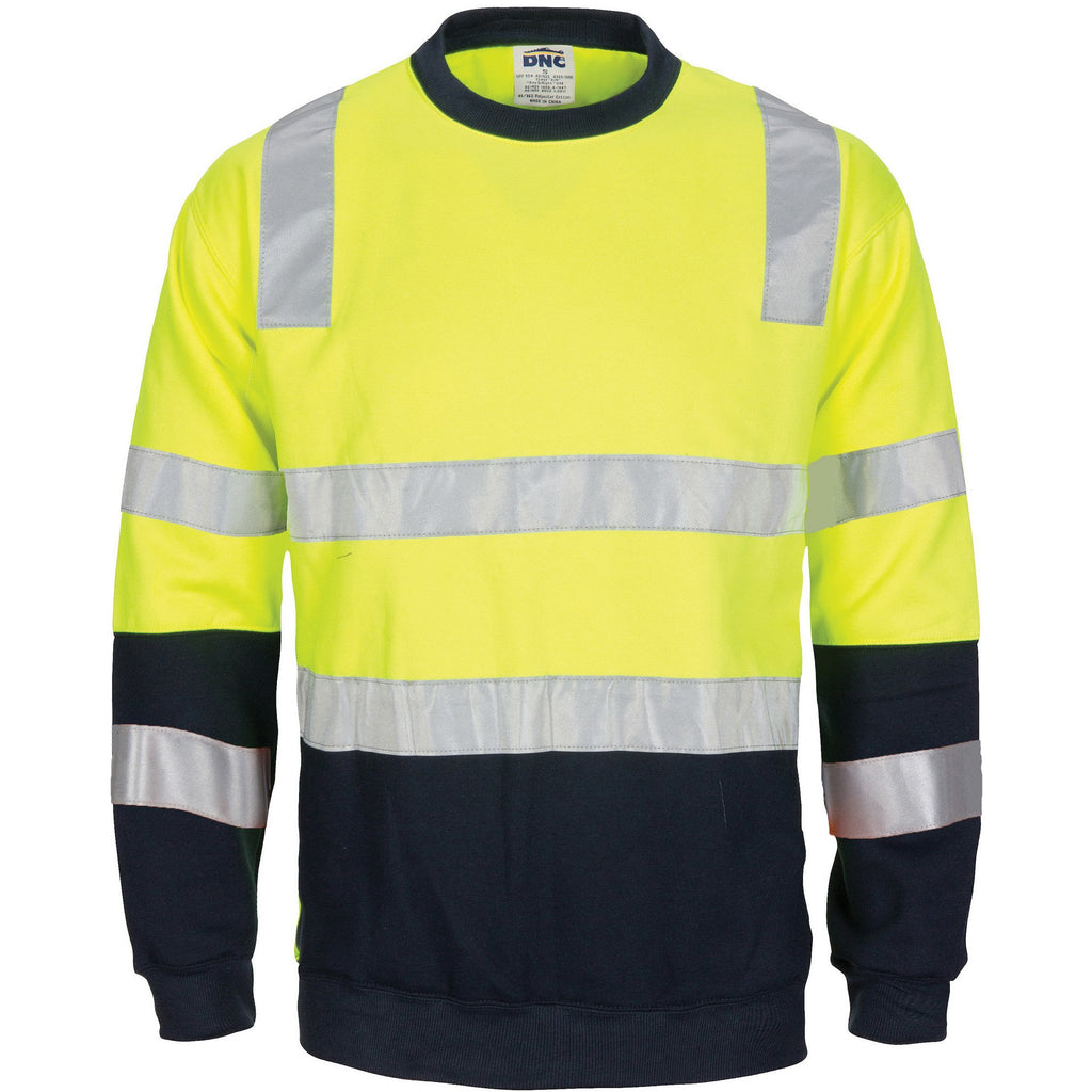 DNC Hi vis 2 Tone, Crew-neck Fleecy Sweat Shirt With Shoulders, Double Hoop Body And Arms Csr R/tape (3723)