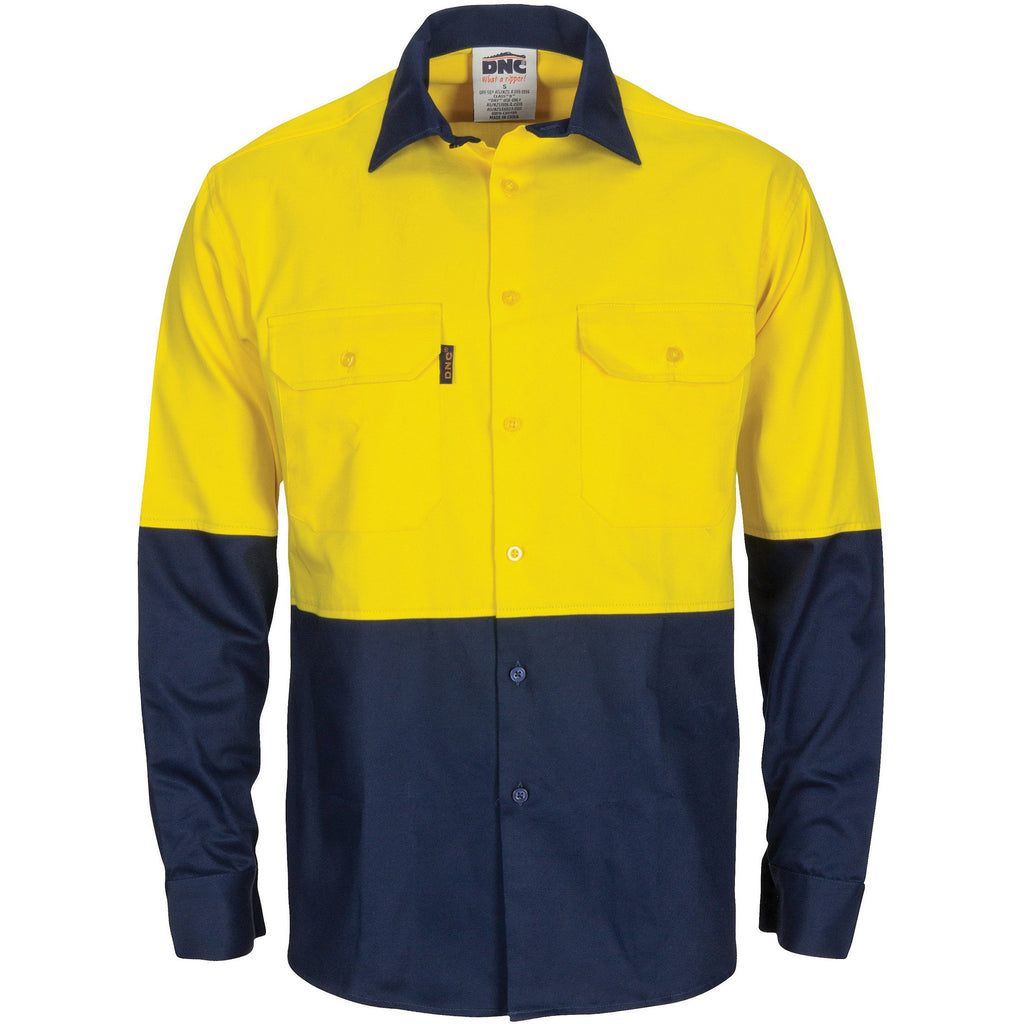 DNC HiVis L/W Cool-Breeze T2 Vertical Vented Cotton Shirt with Gusset Sleeves-L/S (3733)