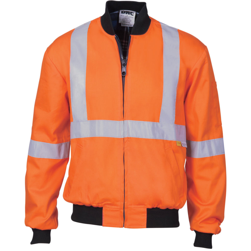 DNC HiVis Cotton Bomber Jacket with ‘X’ Back & additional CSR R/Tape below (3759)