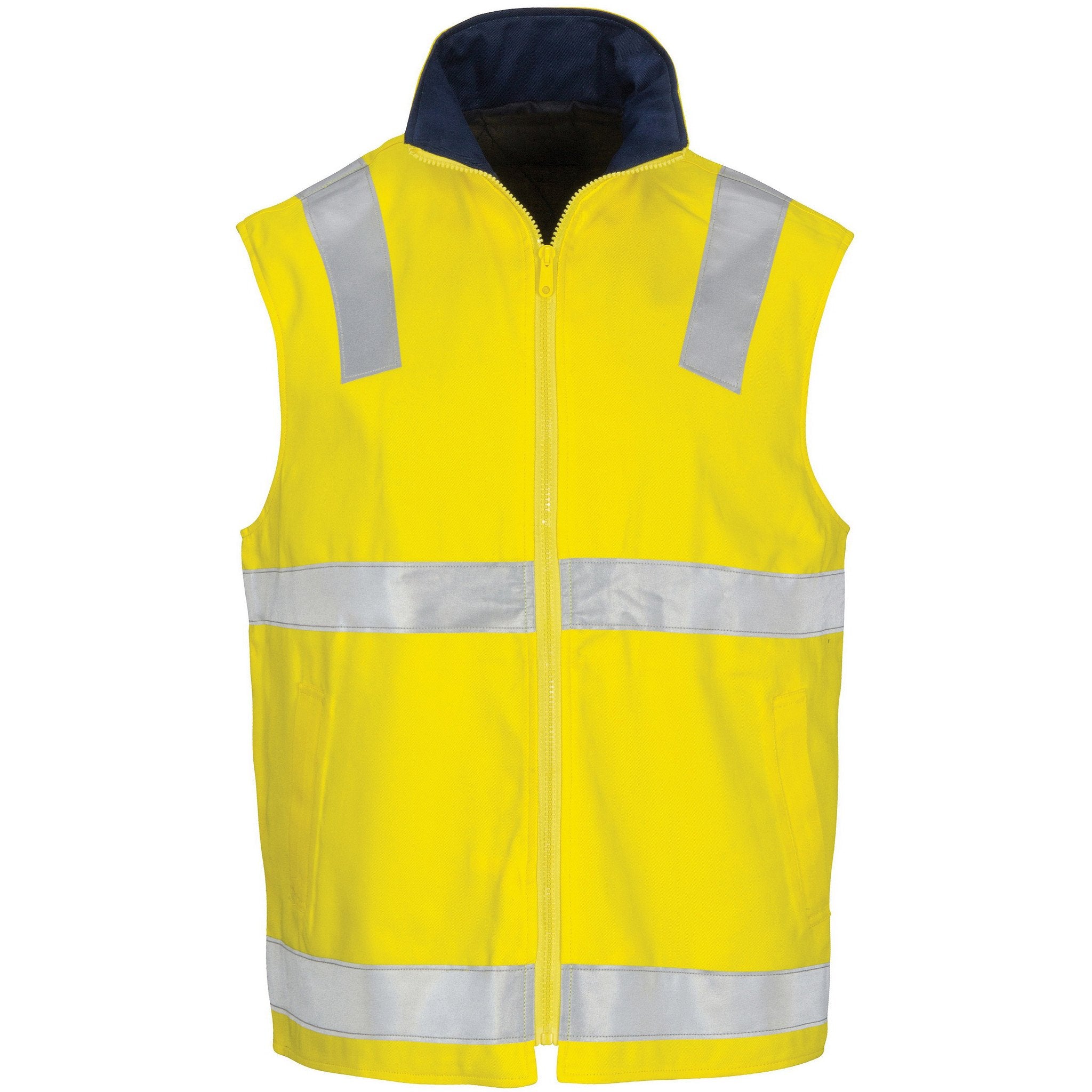 DNC Hi Vis Cotton Drill Reversible Vest With Generic R Tape 3765 Workwear Direct