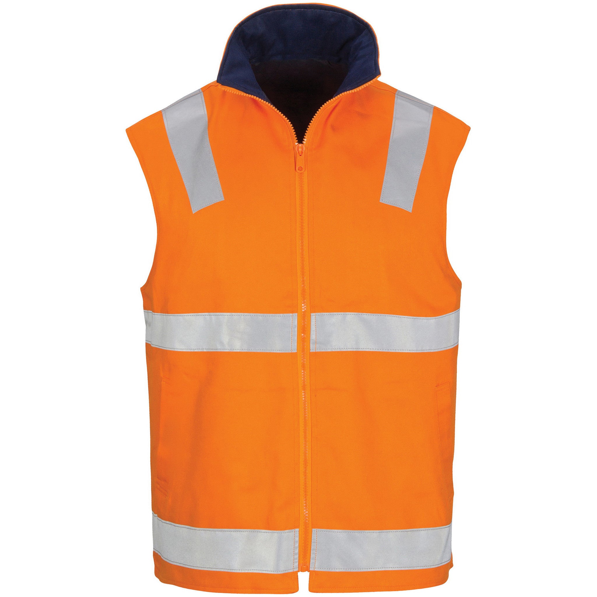 DNC Hi Vis Cotton Drill Reversible Vest With Generic R Tape 3765