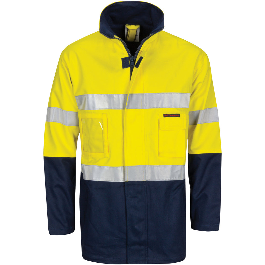 DNC HiVis Cotton Drill "2 in 1" Jacket with Generic Reflective R/Tape (3767)