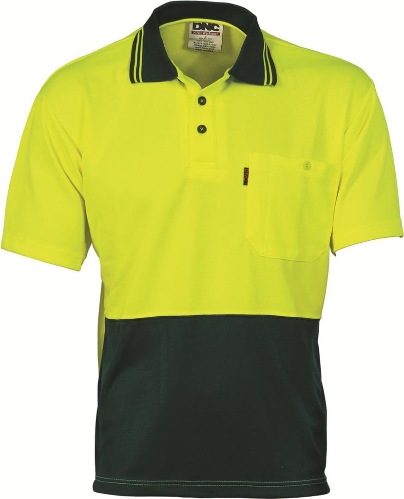 DNC  Hivis Two Tone Cool Breathe Polo Shirt, Short Sleeve (3811)