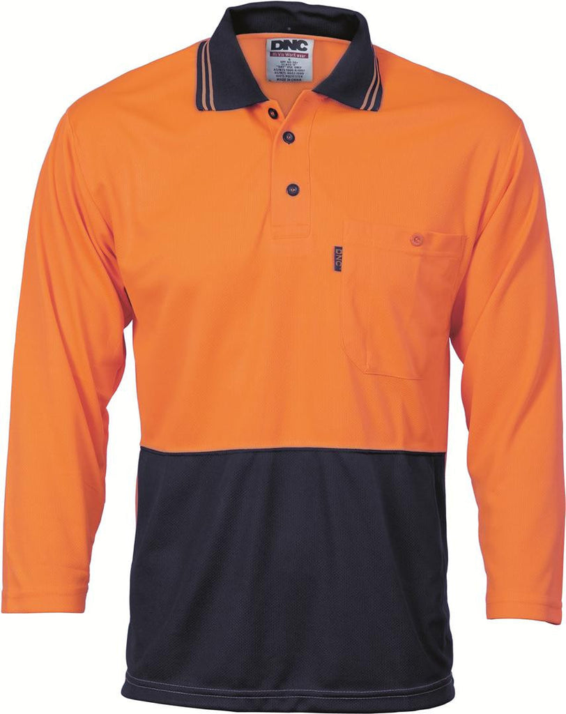 DNC Hivis Two Tone Cool Breathe Polo Shirt, 3/4 Sleeve  (3812)