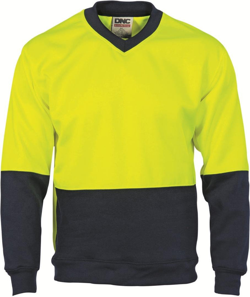 DNC HiVis Two tone Fleecy Sweat Shirt, V-Neck (3822)