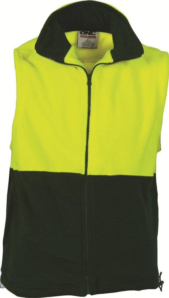 DNC HiVis Two Tone Full Zip Polar Fleece Vest (3828)