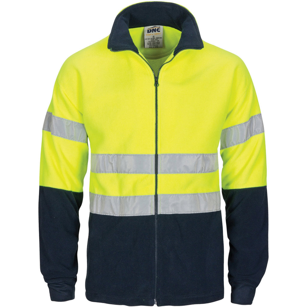 DNC HiVis two tone full zip polar fleece with generic R/Tape (3830)