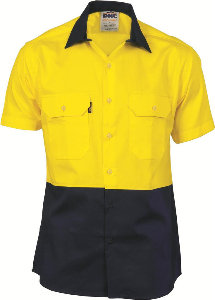 DNC HiVis Two Tone Cotton Drill Shirt, Short Sleeve (3831)