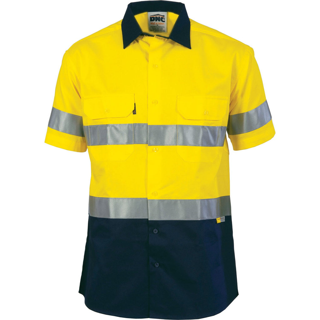 DNC HiVis Two Tone Drill Shirt with 3M 8906 R/Tape - short sleeve (3833)